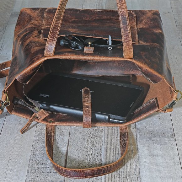 Artizanni Genuine Leather Women's Vintage Tote Bag Classic Bag Designer - Picture 7 of 14